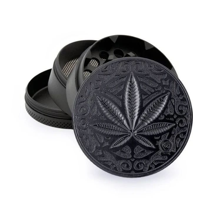 FireFlow Metall-Grinder «Trance Leaf» Black 5 cm 4-teilig (4 Stk.)