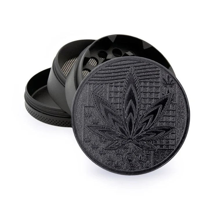 FireFlow Metall-Grinder «Leaves 36» Black 5 cm 4-teilig (4 Stk.)