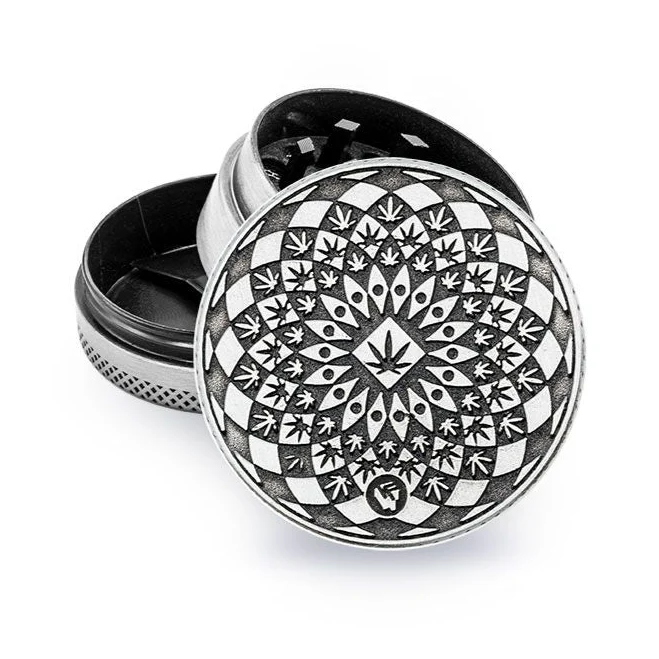FireFlow Grinder «Leaf Pattern» Silver – 3-teilig 4 cm, 6 Stk.
