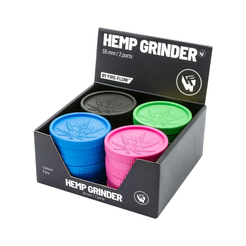 FireFlow Hemp Grinder «High as Fuck» 5.5 cm 2-teilig (8 Stk.)
