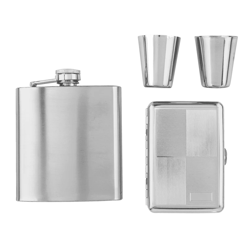 Angelo Flachmann Set 6oz mit Zigarettenetui