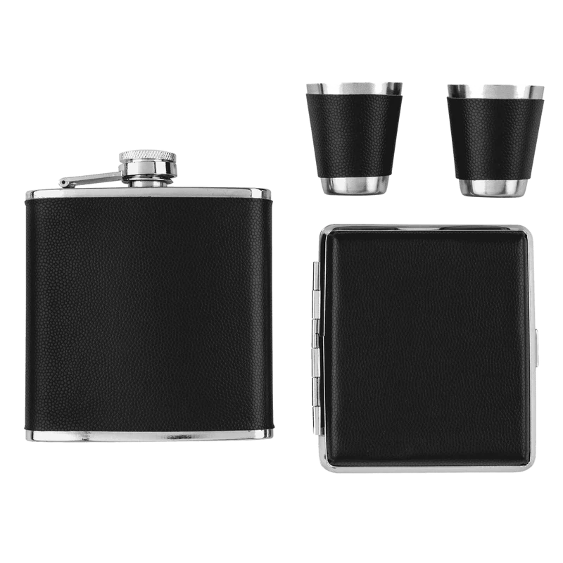 Angelo Flachmann Set 6oz mit Zigarettenetui