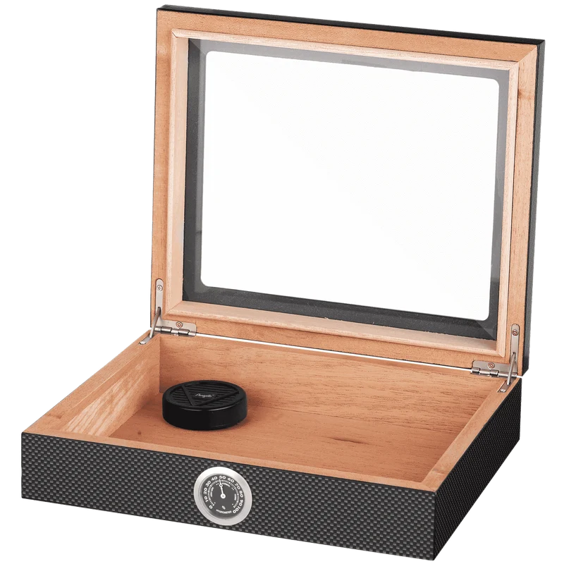Angelo Humidor Glasdeckel Carbon Dekor