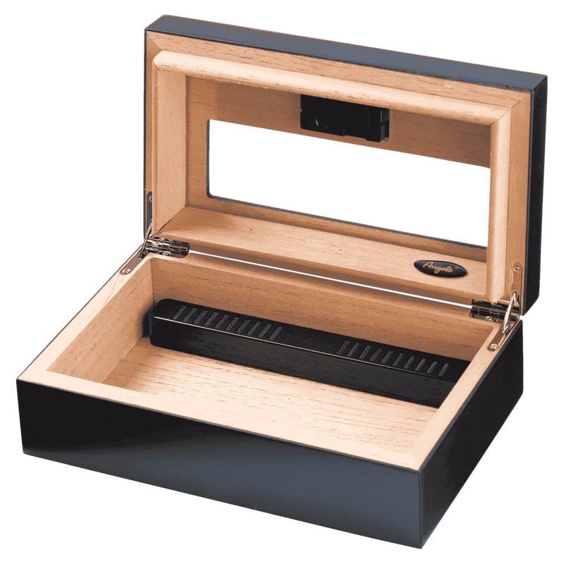 Angelo Humidor schwarz matt 19x11x6 cm mit Digital Hygrometer