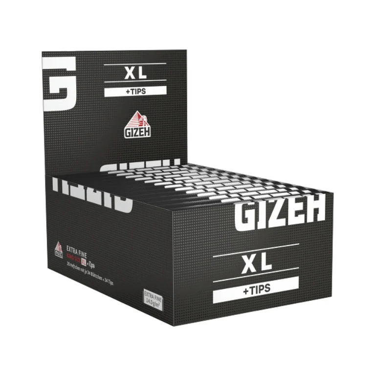 GIZEH Black King Size XL Papers + Tips – 26 Stück