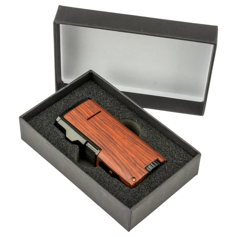 SKY Windsor 3-flame Jet Cigar Lighter med Puncher - Wood