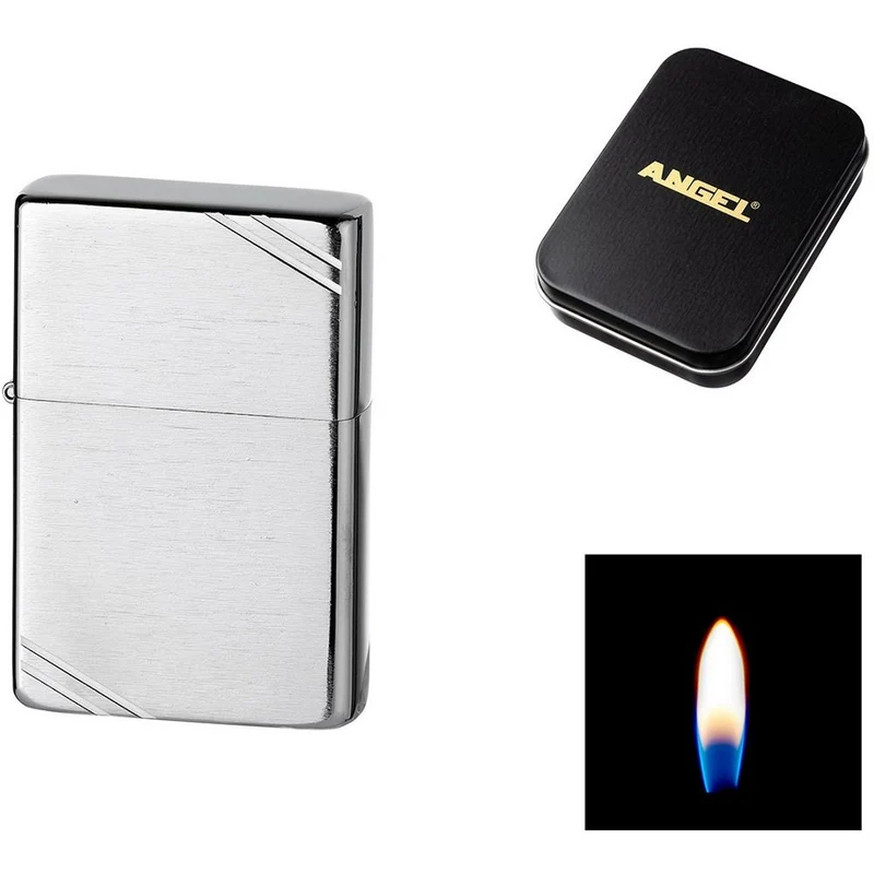 Angel Benzin Lighter - Chrom Cut