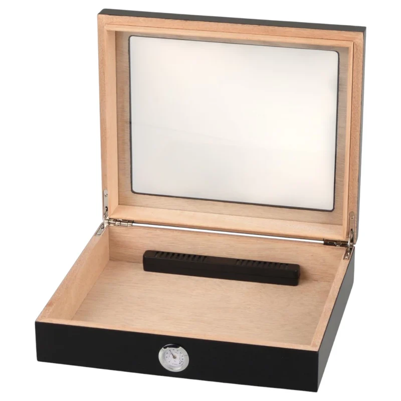 Humidor Black Matte Glass Window - til ca. 20 cigarer