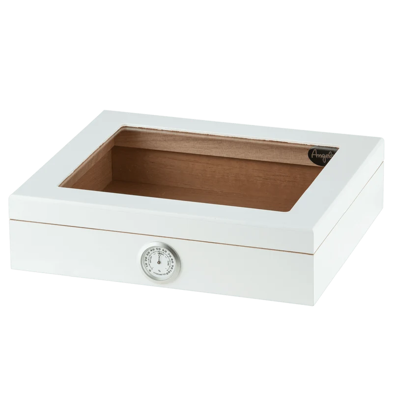 Angelo Humidor weiß matt mit Fenster, 26x22x6,5cm