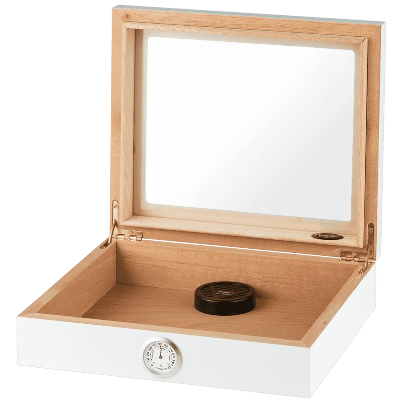Angelo Humidor weiß matt mit Fenster, 26x22x6,5cm