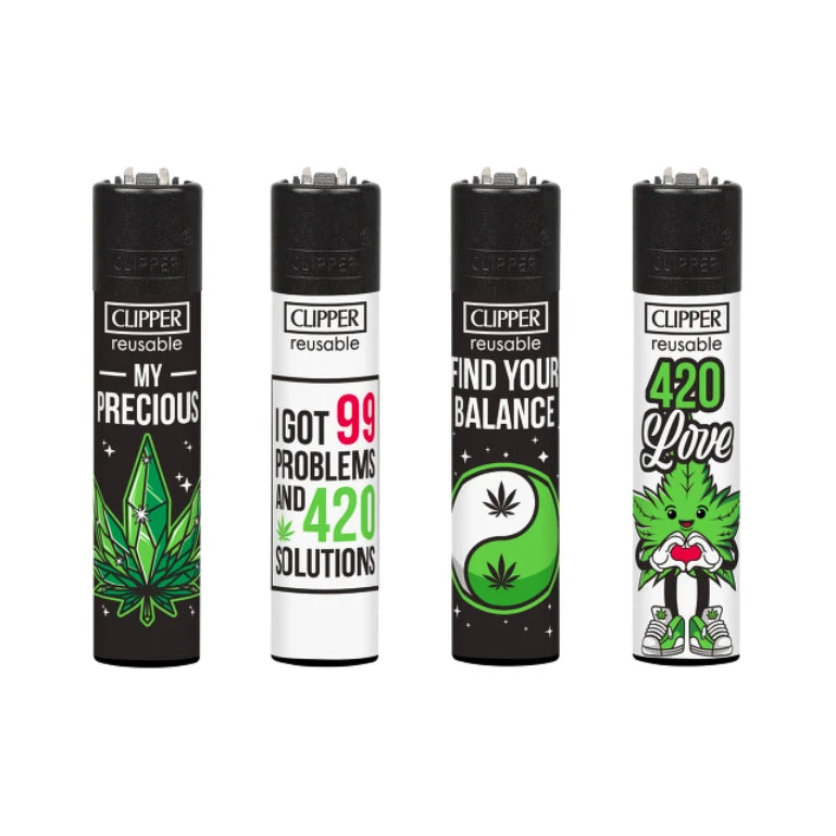 Clipper Feuerzeug «Weed Slogan 13D» (48er-Display)