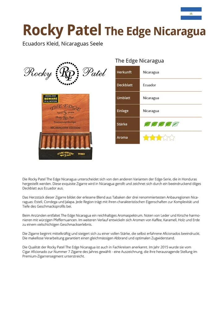 Rocky Patel The Edge Nicaragua Toro