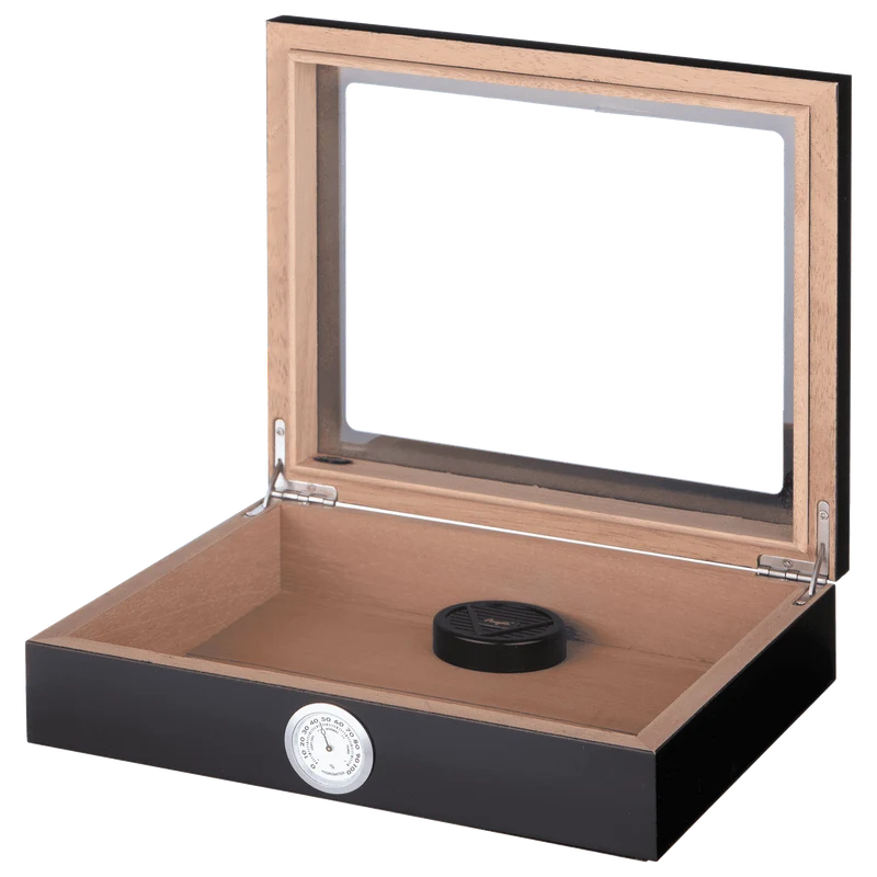 Angelo Humidor Schwarzmatt mit Fenster, 15-20 Zigarren