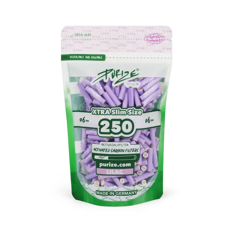 Purize Aktivkohlefilter Xtra Slim 6 mm – Lilac (250 Stk.)