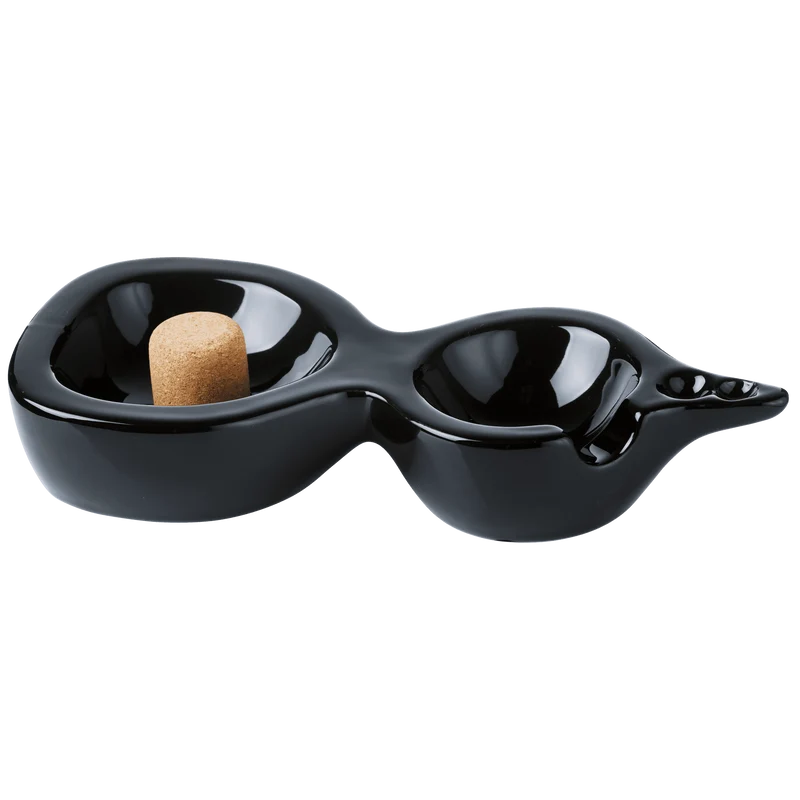 Pfeifenaschenbecher, Keramik, schwarz, 1 Ablage