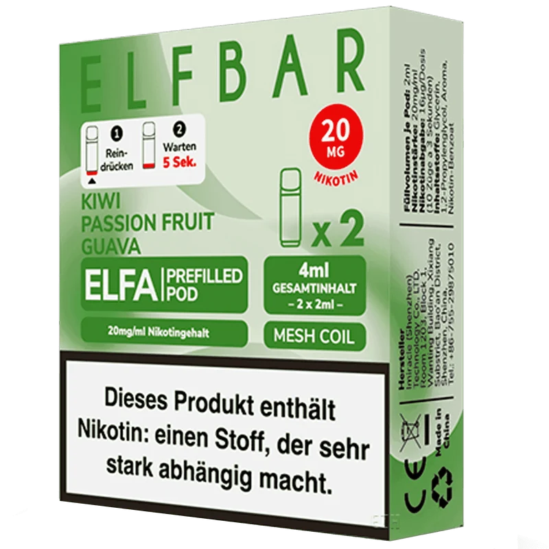 ELFBAR ELFA 2 Pods Kiwi Passion Fruit Guava - 20mg/ml