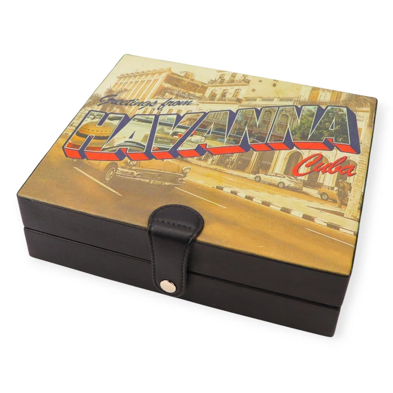 8-10 Cigar Humidor Havanna - Træ & Læder