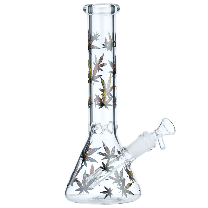 Dreamliner Ice Glasbong konisch, transparent/Hanf bunt, Ø5cm H.25cm