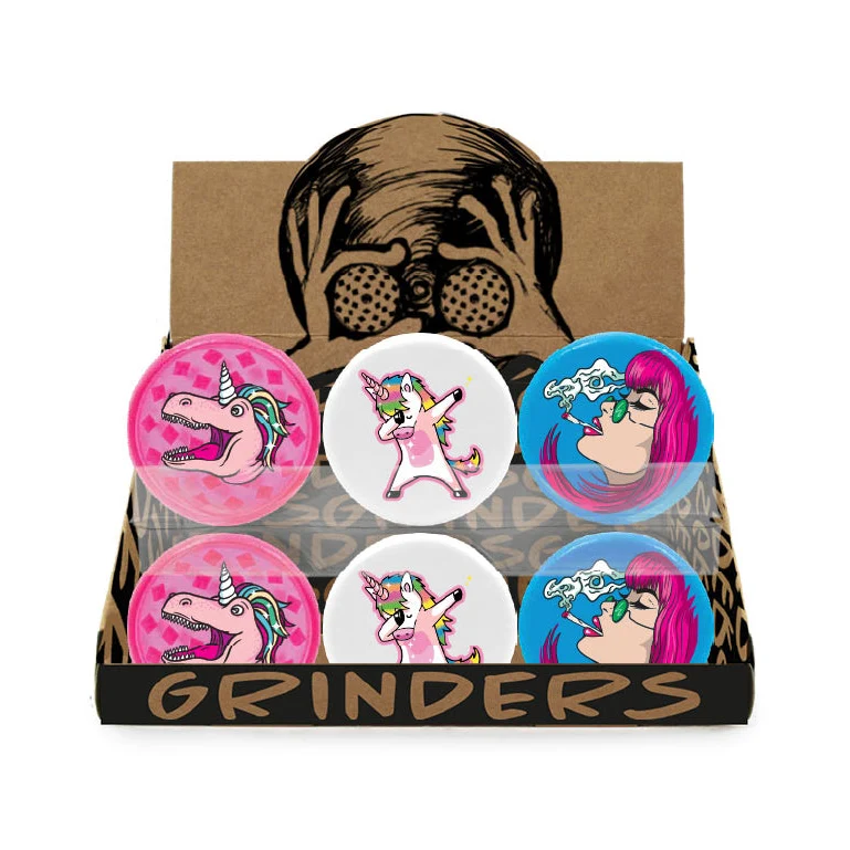 Kunststoff Grinder mit Tips 2-teilig 55 mm «Einhorn» Blau