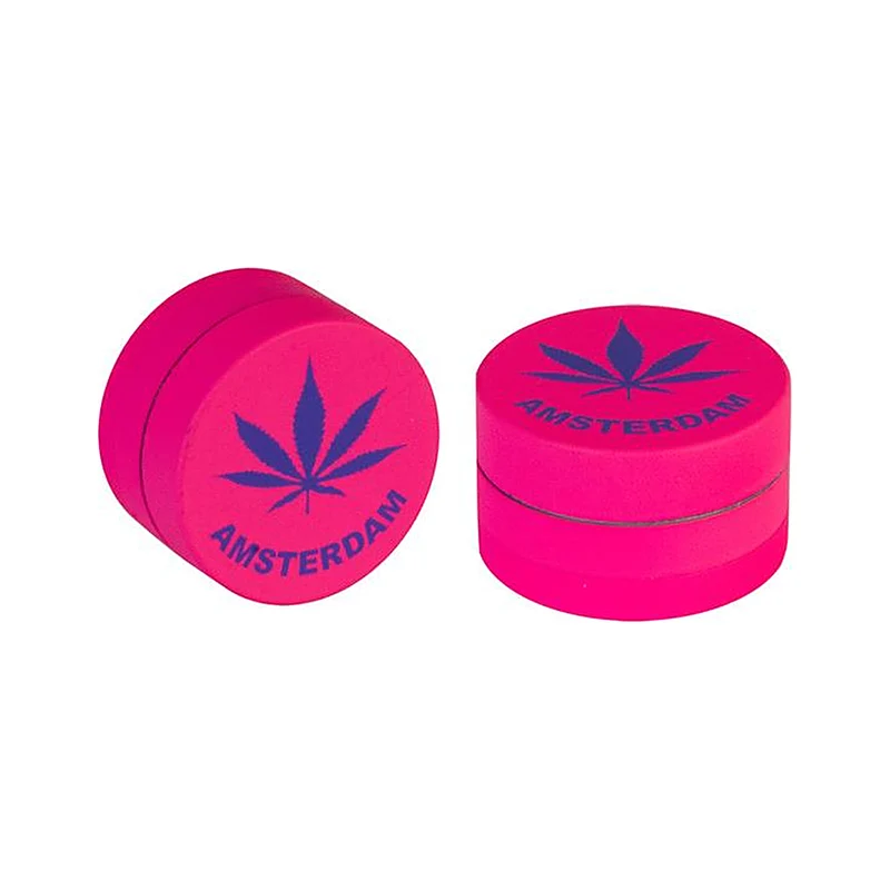 Alu Grinder «Hemp Leaf» 3-teilig 40 mm Pink
