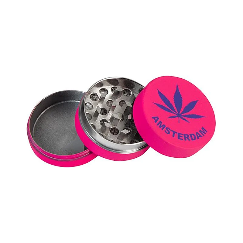 Alu Grinder «Hemp Leaf» 3-teilig 40 mm Pink