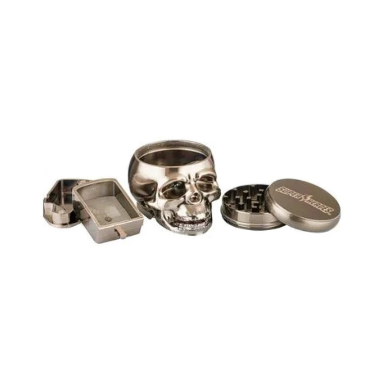 Super Heroes Grinder «Skull» Silber – 4-teilig 55 mm