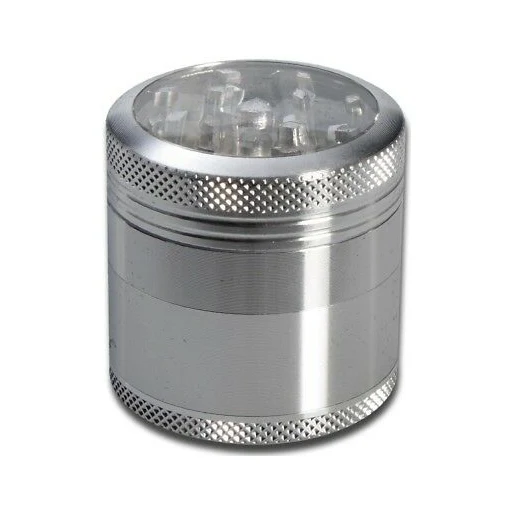 Alu Grinder mit Sichtfenster 4-teilig 50 mm Silber