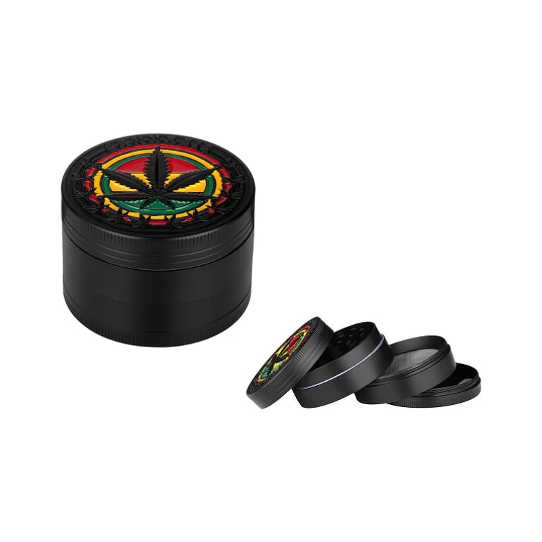 Alu Grinder Hanfblatt 4-teilig 50 mm Rasta – Dreamliner