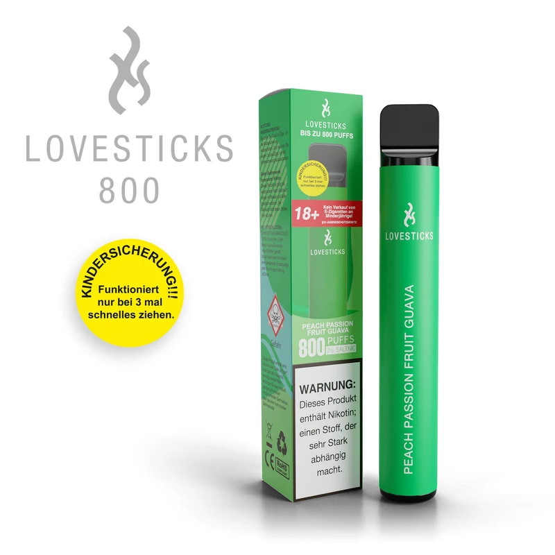 LOVESTICKS 800 – PEACH PASSION FRUIT GUAVA E-Zigarette