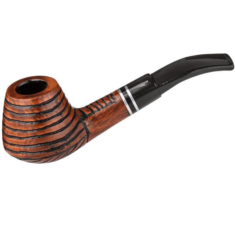 Angelo Pfeife braun stylisch, gebogen mit Ring