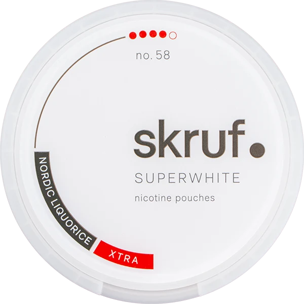 Skruf Superwhite No. 58 Nordic Liquorice Xtra Strong Slim