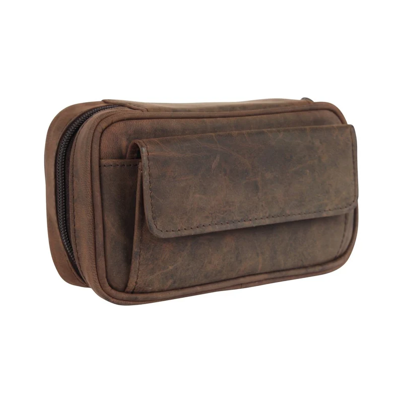 Pfeifentasche Leder Braun (3er)