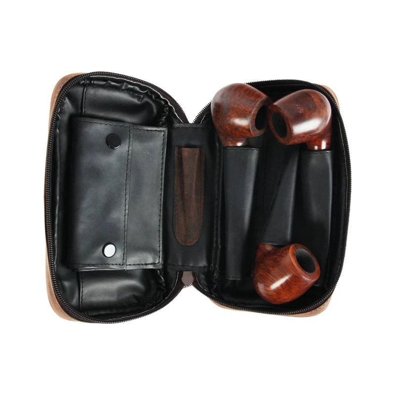 Pfeifentasche Leder Braun (3er)