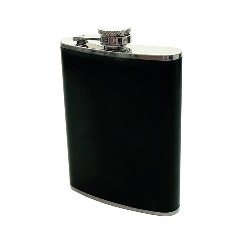 Flachmann Echtleder Schwarz 8 oz