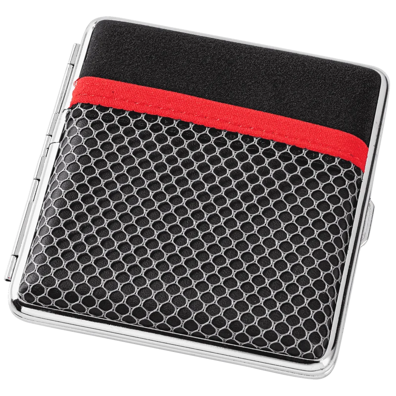 Zigaretten Etui schwarz/rot mit Wabenoptik, Gummi