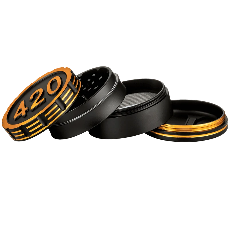 Grinder, 4tlg. Ø58mm, schwarz/goldfarben "420"