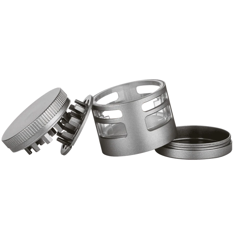 Grinder Metall grau 4tlg. Ø45mm, mit Sichtfenster