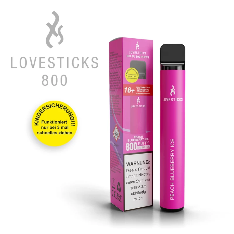 LOVESTICKS 800 – PEACH BLUEBERRY ICE E-Zigarette