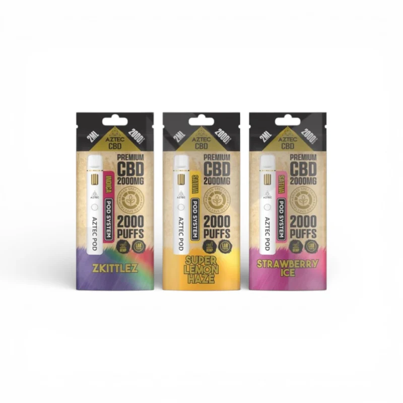 Aztec CBD 2000 mg Breitspektrum Starter Pro Pod Vape Kit 2000 Züge