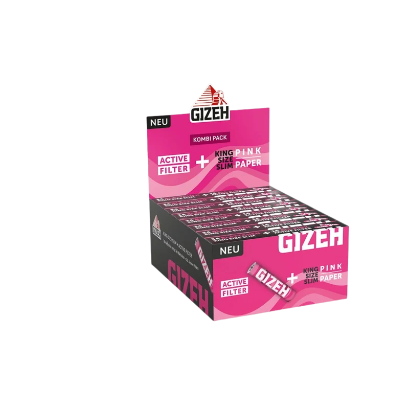 GIZEH Pink - King Size Slim + Active Filter 6mm - Kombi Pack