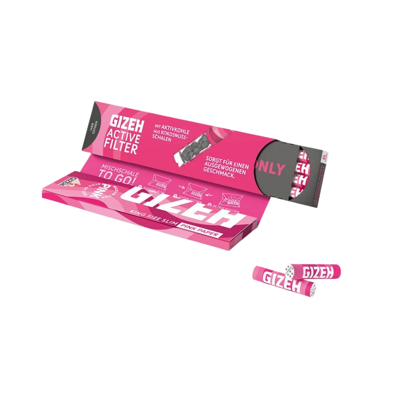 GIZEH Pink - King Size Slim + Active Filter 6mm - Kombi Pack