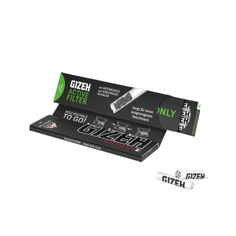 GIZEH Black - King Size Slim + Active Filter 6mm - Kombi Pack