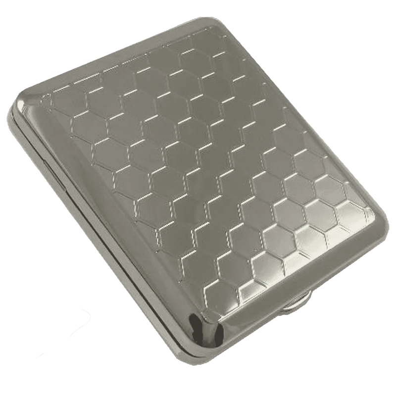 Angelo Zigaretten Etui Metall chrom Wabe Gummi 18er