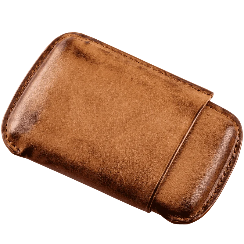 Angelo Zigarillo-/Zigarren Etui 4er, Leder cognacfarben, Ring 28