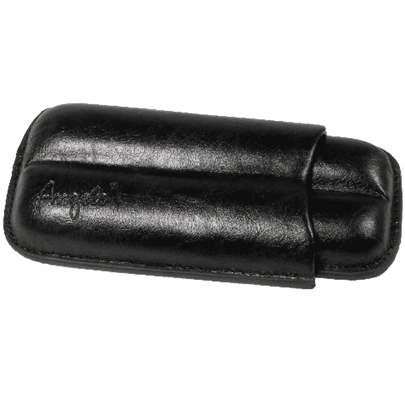 Angelo Zigarrenetui Schwarz 2er, Lederimitat, 13,5cm, Ring53