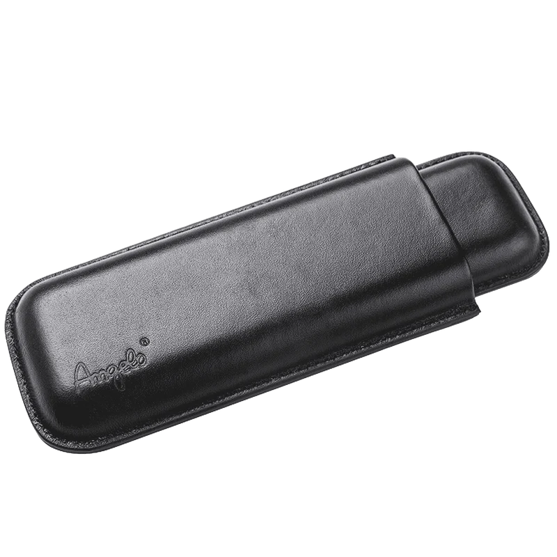 Angelo Zigarrenetui Schwarz 2er, Leder, 17,5cm, Ring 40