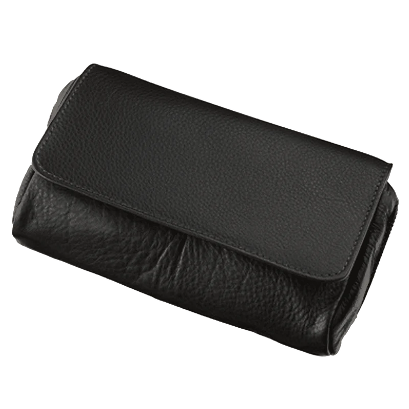 Angelo Pfeifentasche Leder schwarz, 3er