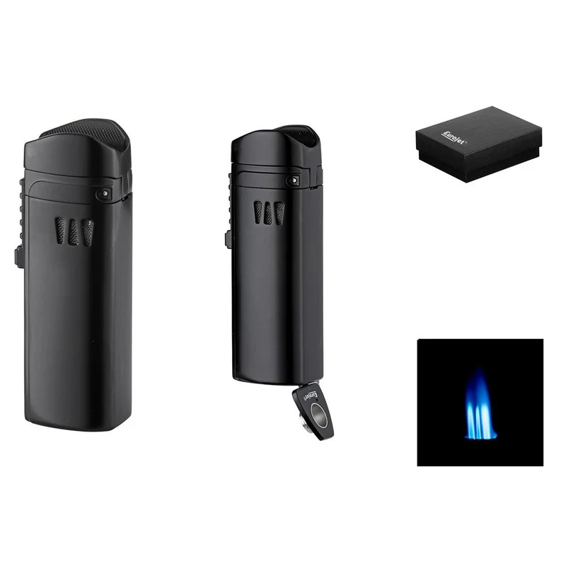Eurojet Cigar Jet Lighter med Puncher - Mat Sort