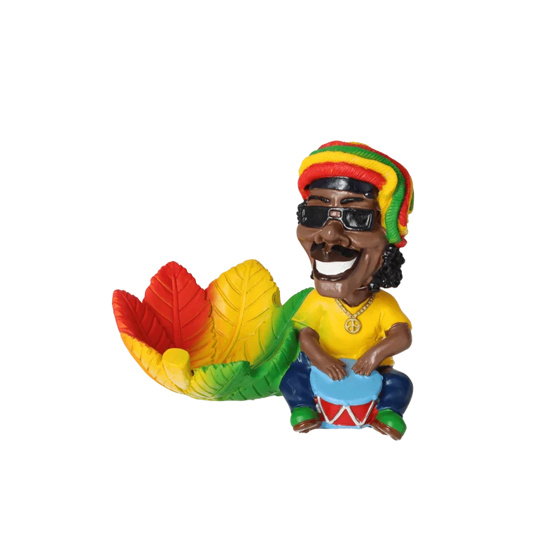 Aschenbecher Rasta Wackelkopf mit bunten Hanfblatt 14 x 9 x 11 cm