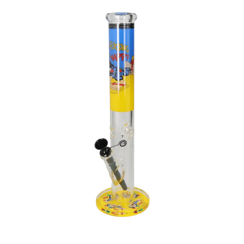 Super Heroes Glasbong Ice Zylinder, transparent "Happy Rasta", H. 42 cm Ø 4 cm